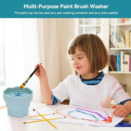 Collapsibles Paint Brush Washer, 2Pcs Collapsibles Water Bucket for Painting Silicone Watercolor Cup Portable Water Cup for Painting