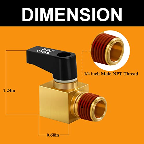 SUNROAD Air Compressor Valve ,Ball Type Drain Valve Brass Mini Ball Valve, 1/4 Inch NPT Male x NPT Female for Air Compressor
