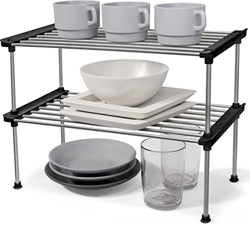 carrotez Cabinet Organizer Shelf, Set of 2 Stackable Kitchen Counter Shelves, Kitchen Cabinet Organizers and Storage, Pantry Storage Shelf Organizer, 15.7 x 7.8 x 6.1 - Black - color: Black, size: Large(15.7 x 7.8 x 6.1")