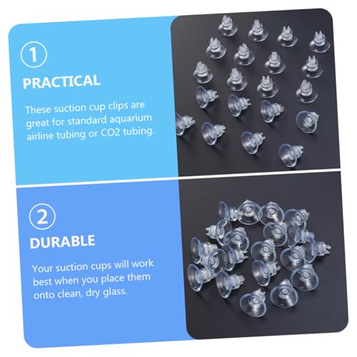 SHINEOFI 18pcs Aquarium Air Pump Airline Tube Holder Clips Rubber Suction Cups Fish Tank Hose Clamps for Aquatic Accessories
