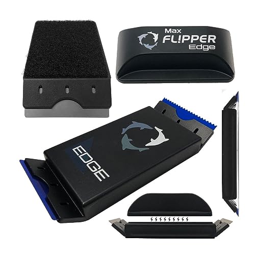 Flipper Edge 2-in-1 Scrubber Scraper Floating Magnetic Fish Tank Aquarium Cleaner with Dual Blades - Efficient Glass & Acrylic Aquarium Cleaning Tools (Standard) - color: Black, style: Standard - For Tanks 3/8 Inch - 1/2 Inch (12mm) Thickness