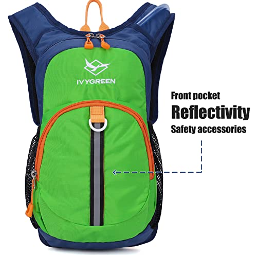 Ivygreen Kids Hydration Backpack, Hiking Backpack for Boys or Girls with 1.5L Water Bladder - color: Green, size: Small