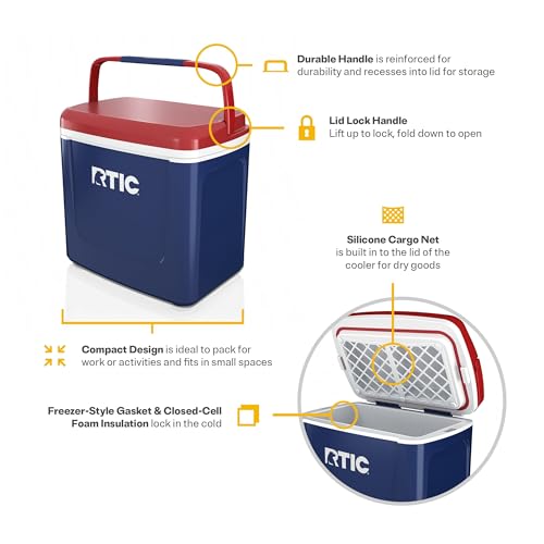 RTIC 8 QT Road Trip Personal Cooler, Small, Compact, Insulated, Portable Ice Chest Box for Food, Drink, Beverage, Beach, Camping, Picnic, Fishing, Boat, 12-Can Capacity - color: Patriot