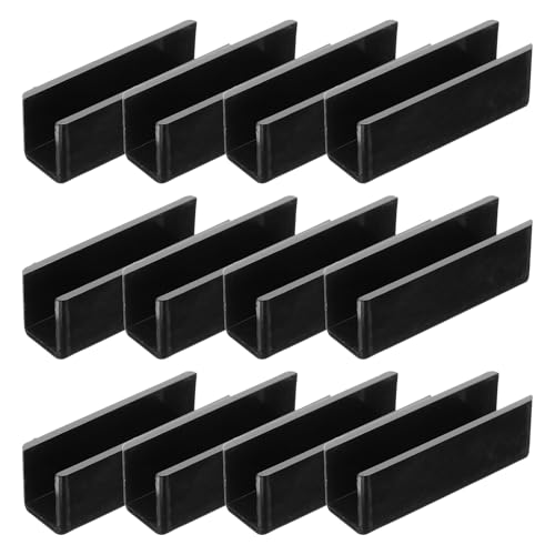 uxcell 12Pcs Plastic Glass Connector, 180 Degree Glass to Glass Clamp for 10mm Thick, Fixing Bracket Rimless Clip Holder for Aquarium Fish Tank Display Shelves, (10mm, Black) - size: 10mm