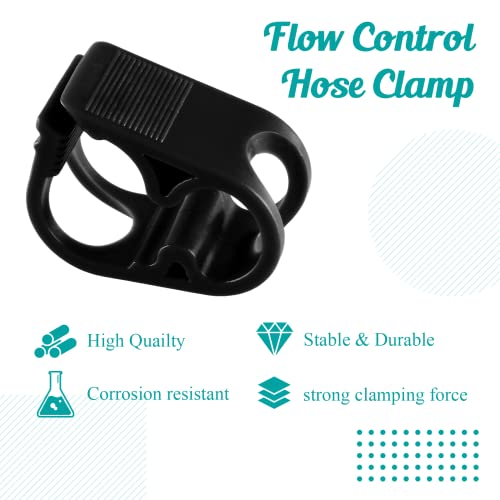 5 Pcs Plastic Tubing Clamps, 1/4" - 1/2" Tube O.D. Adjustable Tube Clamp Shut Off Hose Clamp, Laboratory Pinch Valve Flow Control Hose Clamp（Black） - color: Black, size: 1/4" - 1/2"