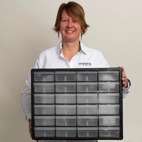 Akro-Mils 24-Drawer Plastic Drawer Storage Cabinet for Garage Organization, Bead Organizer, Building Bricks Storage, Teacher Toolbox, Makeup Organizer, 20" W x 6" D x 16" H, 10124 Red - color: Red, size: 24 Drawer, style: 1 Pack