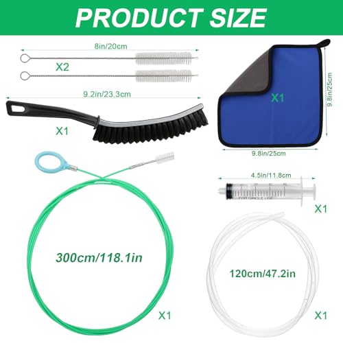 XANGNIER Upgraded Auto Sunroof Drain Cleaning Tool,118in Extra Long Flexible Car Sun Roof Drain Cleaner Unclogger Tool with Tube Cleaner Brush Syringe Hose Cleaning Kit for Windshield Wiper Hole - color: Multicolor1