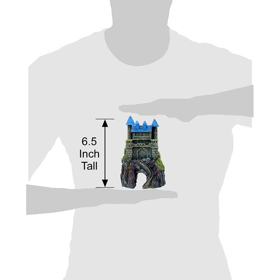 Blue Ribbon EE-1123 Exotic Environments Mountain Top Castle with Moss Aquarium Ornament - style: Castle with Moss