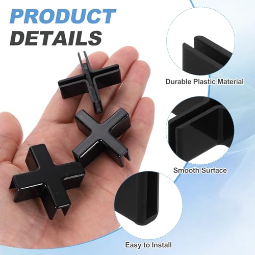 uxcell 24Pcs Plastic Glass Connector, Suitable for 3mm Thick Cross Shaped Glass to Glass Clamp, Fixing Bracket Rimless Clip Holder for Aquarium Fish Tank Display Shelves, Black - color: Black, size: 3mm