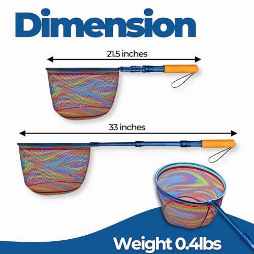 DaddyGoFish Kids Fishing Net - Extendable Telescopic Landing Net for Boy Girl Children Catching Small Fish Crab Shrimp Minnow Dragonfly Beach Pier Lake River Ocean - color: Style 1 (Blue)