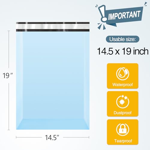 Famagic Poly Mailers 14.5x19 Inches 100 Pcs Light Blue Packaging Shipping Bags Mailing Envelopes Bag Self Seal Waterproof and Tear-Proof Mailers Bags for Small Business Clothing Boutique - color: Light Blue, size: 14.5x19