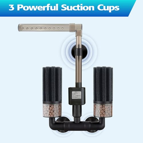 Electric Aquarium Sponge Filter with Submersible Pump, Ultra Quiet Power Filtration, Bio Media & Dual Sponges, Internal Filter for Freshwater & Saltwater Fish Tanks - size: 5 to 20 Gal