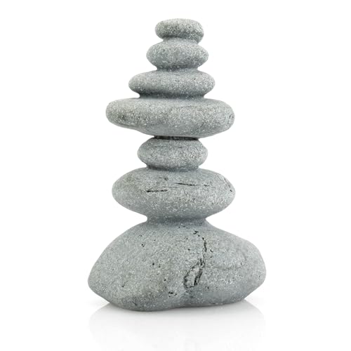 Aquarium Decor,7-Stone Mini Stacked Zen Rock Stone Decor – Balanced Stones Cairn Statue for Garden, Fish Tank, and Micro Landscape (3.7" H)