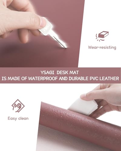 YSAGi Non-Slip Leather Desk Pad, Waterproof Laptop Computer Desk Keyboard Mat, Table Protector Blotter Mat, Large Mouse Pad for Office/Work/Home/Decor(Dark Pink, 23.6" x 13.7") - color: Dark Pink, size: 23.6" x 13.7"