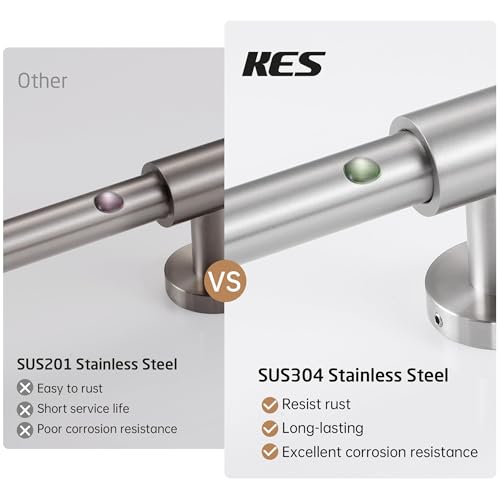KES 30-Inch Shower Slide Bar with Adjustable Handheld Shower Head Holder, Reuse Existing Holes, SUS304 Brushed Stainless Steel Wall Mount for Bathroom, Drilling Required, F209S78-BS - color: Brushed Finish, style: 30.7-Inch+Drill Mounted