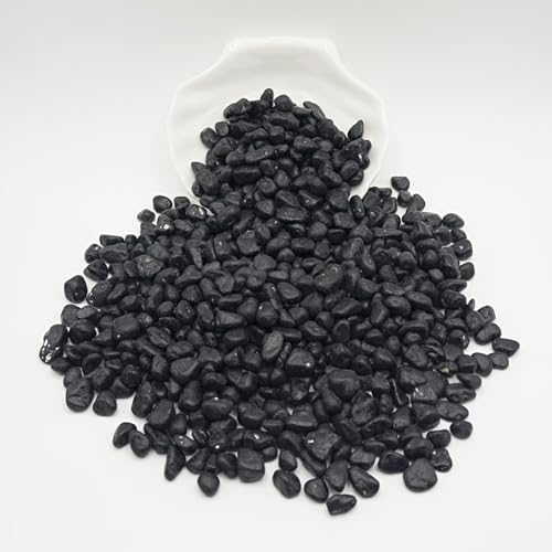 Black Pebbles for Crafts, 0.9 Pound Natural Polished Aquarium Gravel, Decorative Pebbles for Indoor Plants, Turtle Tank, Vase, Succulents Cactus, Garden Landscaping - color: Black