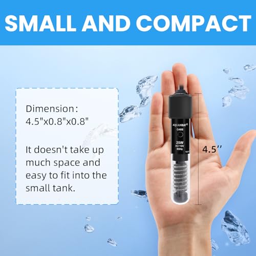 AQUANEAT Aquarium Heater, 25W Small Betta Fish Tank Heater, Mini Preset Water Thermostat with a Thermometer (Pack of 2) - size: 25W (Pack of 2)