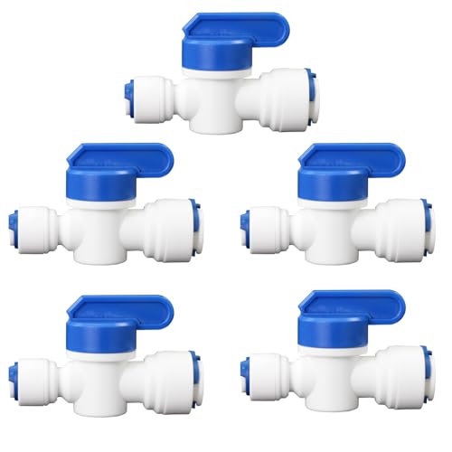 1/4" x 3/8" Push-Fit Globe Valve for RO System, 5 Pcs | Quick ball valve switch connects 1/4" to 3/8" for reverse osmosis RODI water filters & purification systems. - style: 1/4 turn 3/8 quick connect ball valve