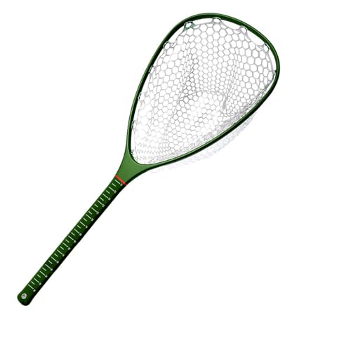 Aventik Fly Floating Fishing Net Carbon Fiber Landing Trout Net Light Weight Clear Rubber Ghost Net Catch & Release - color: ONLY Long Handle Green Net