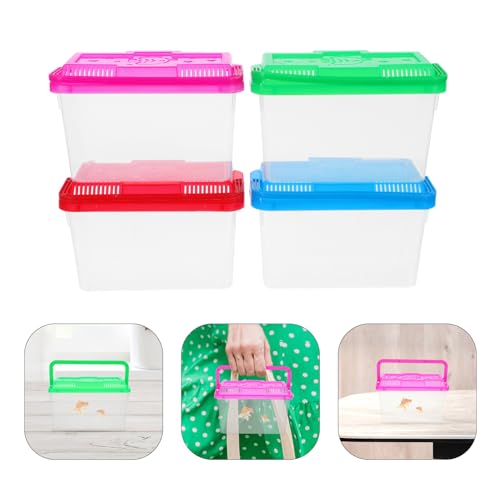 TOYANDONA 4pcs Mini Plastic Aquarium Breeding Box with Handle Fish Tank for Turtles and Small Pets Portable Transparent Container for Easy Viewing and Transport