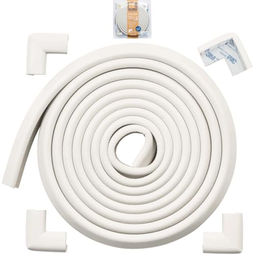 Roving Cove HeftyFit Edge Corner Protector Baby Proofing (Large 15ft Edge 4 Corners), Heavy-Duty, Soft NBR Rubber Foam, Furniture Fireplace Safety Bumper Guard, 3M Adhesive, Oyster White (Off White) - color: Oyster White, size: Large 15 feet