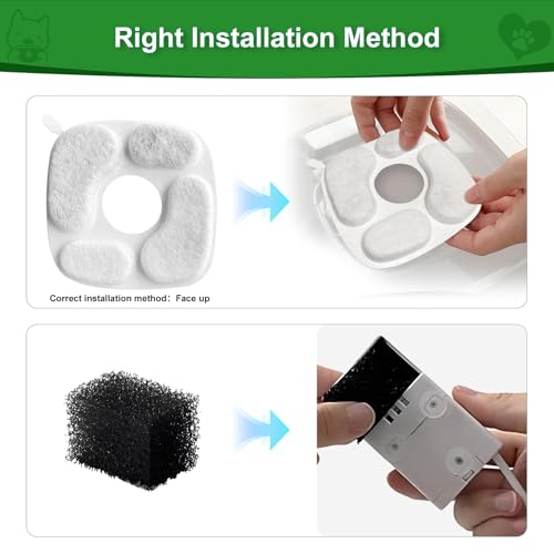 24 Pcs Cat Water Fountain Filter,12 Pack Filters & 12 Pack Pre-Filter Sponges, Compatible with 95oz/2.8L Pet Fountain