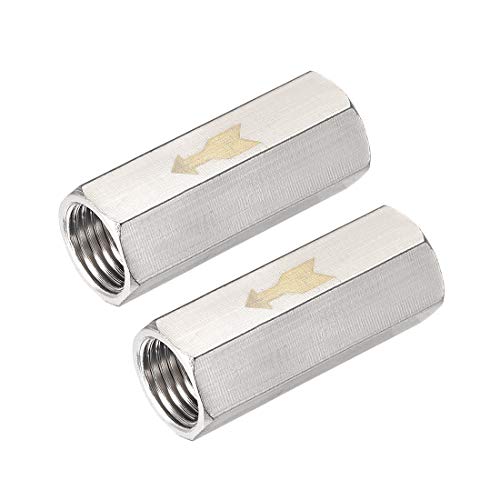 uxcell Nickel-Plated Copper One Way Air Check Valve G 1/4 Female Threaded Full Port Check Valve 2Pcs - size: G 1/4