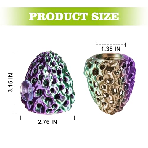 Shrimp Dome Hide, Shrimp Hides for Aquarium, Betta Fish Hideout with Suction Cup, Betta Habitat Tank Ornament Accessories, Aquarium Decor for Small Fish Guppy Hiding Resting (Green Purple) - color: Green Purple Gradient
