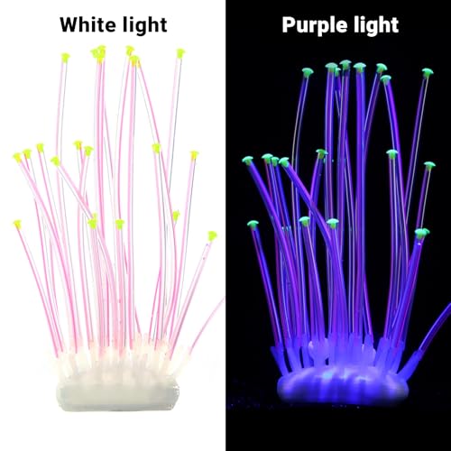 Realistic Coral Aquarium Decor with Weighted Base, Soft Silicone Tentacle Ornament Lifelike Moving for Freshwater Saltwater Fish Tank, Safe Shelter for Fish Shrimp Invertebrates Aquascaping (Pink) - color: Pink
