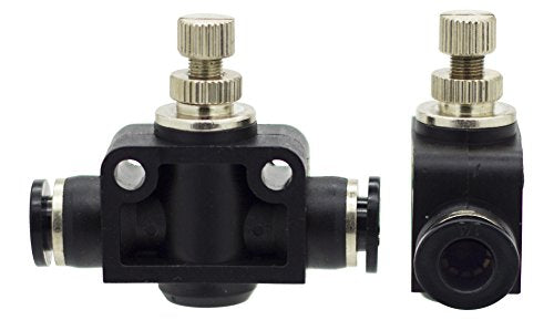 PneumaticPlus SCF-1/4 Air Flow Control Valve with Push-to-Connect Fitting, In-Line Speed Controller Union Straight - 1/4" Tube OD x 1/4" Tube OD - size: 1/4" OD X 1/4" OD