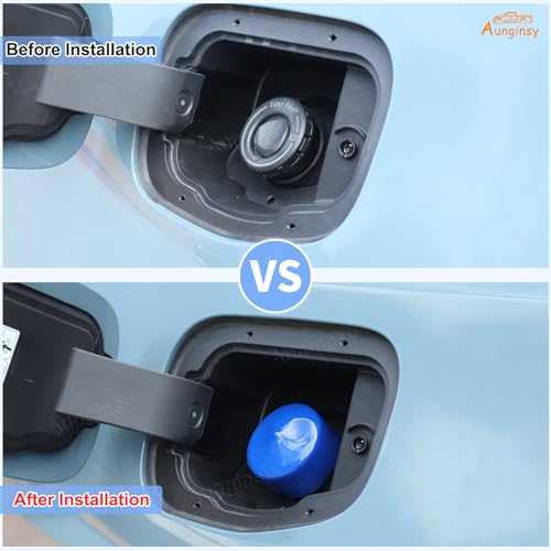 Aunginsy Capless Gas Cap Dirt, Water & Dust Cover Fuel Filler Cover Compatible with Ford Maverick 2022-2025 Cap & Shield Capless Gas Cap Fuel Filler Nozzle Cover Protection ABS Accessories - color: Blue