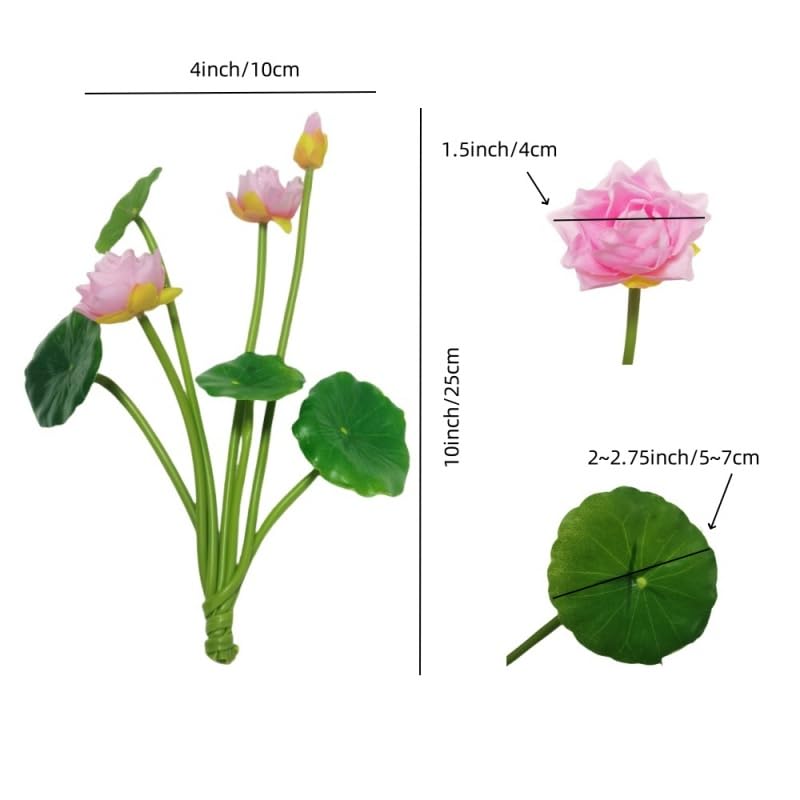 6 Pieces Water Lily Artificial Flower Silk Plants Floating Flowers,10" Plastic Flowers Lotus Flowers,Realistic Fake Flowers Lotus Decor Used for Fish Tank Decoration Home Decor (Pink) - color: Pink