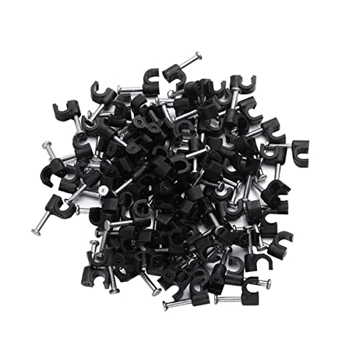 UKCOCO 100pcs Black Plastic Cable Clips for Cord Organization Wall Fasteners for Home to Install Wire Fixers for Power Cords and Phone Lines