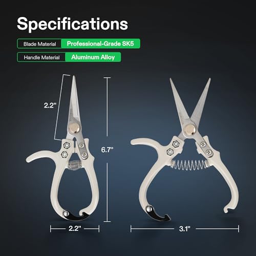 VIVOSUN Pruning Shears for Gardening, Lightweight Plant Pruners for Gardening, Garden Scissors for Cutting Flowers, Trimming Branches, Indoor Plant Scissors, Stylish Garden Gifts for Women - style: Q-Shaped Pruner