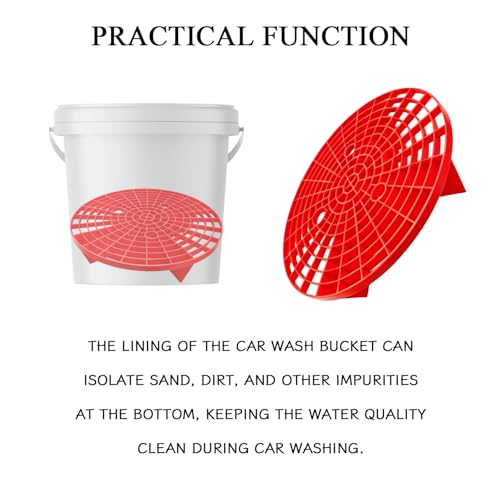 2 PCS Car Wash Bucket Insert Dirt Guard, Grit Trap Dirt Lock Filter for 3-5 Gallon 12 Inch Buckets, Automotive Detailing Wash Tool for to Prevent Swirl Marks (Black+Red) - color: Black,Red