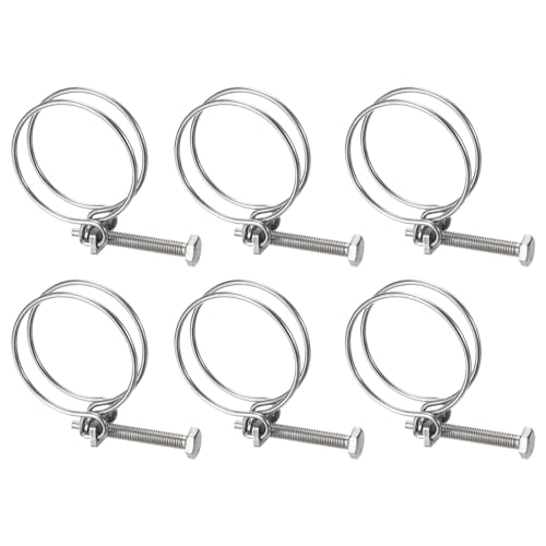 uxcell 6Pcs Double Wire Hose Clamp, 53-60mm Adjustable Stainless Steel Wire Hose Clips with M8 Bolt for Dust Collection Hose, Pump Hose Pipe - size: 53-60mm