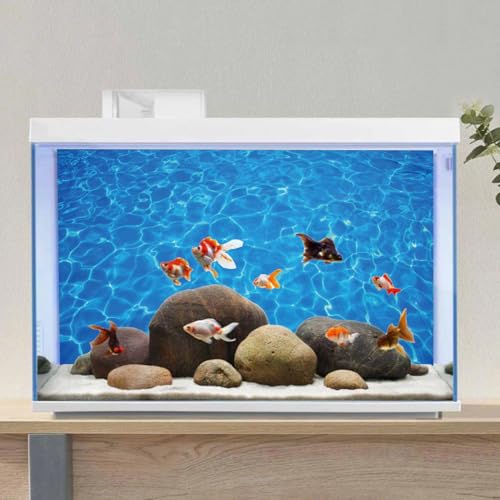 AWERT Vinyl 48x24 inches Underwater Aquarium Background Blue Ripped Water Fish Tank Background Swimming Pool Terrarium Background - size: 48x24in/120x60cm