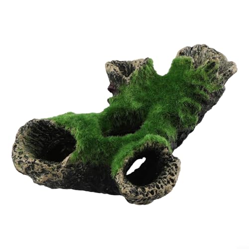 Resin Aquarium Moss Tree House Decoration for Fish Tank Cave Hideout – Natural-Looking Vivid Green Aquascape Ornament for Freshwater & Saltwater Tanks, Easy to Clean Style 1 - color: A
