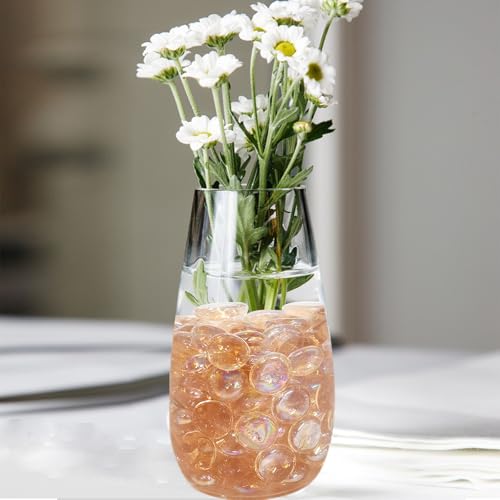 FANTIAN 1 lb Pink Glass Beads for Vases, 100 Pcs Glass Pebbles, Flat Marbles Stones for Vase, Aquarium, Candle, Crafts, Centerpieces and Wedding Decoration - color: Pink, size: 1 Pound