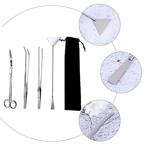 1set Stainless Steel Aquarium Cleaning Tool Kit Aquascaping Tweezers Scissors and Spatula for Plant Maintenance Set Storage Bag for Freshwater Aquariums