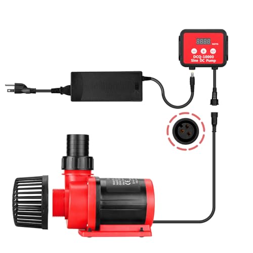 2640GPH 80W Aquarium DC Retrun Pump With LCD display Controller,DC24V 18FT Lift Controllable water pump for fresh and marine water fish tank,100 speeds ECO Quiet inline and submersible pump