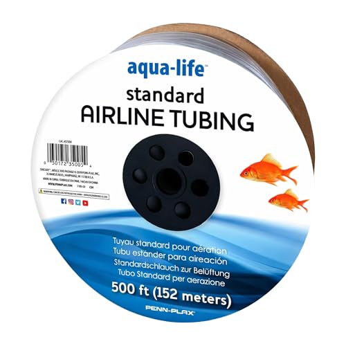 Penn-Plax Aqua-Life Standard Airline Tubing - 3/16 Inch Flexible Airline Hose for Aquarium Pumps, Fish Tank Line for Air Stones & Filters - Safe for Freshwater & Saltwater - 500 ft Long, Clear - size: 500 Feet, style: Plastic