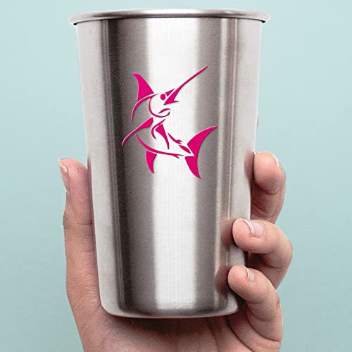 2 Pcs - Decal Stickers of Stylized Marlin Fish (Pink) Premium Waterproof Vinyl Decal Stickers for Laptop Phone Accessory Helmet Car Window Mug Tuber Cup Door Wall Decoration ANDSKUS512502PI070722 - color: Pink, size: 4.8'' x 5.6''