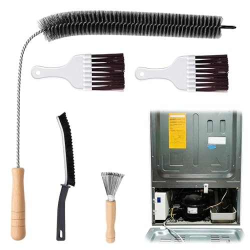 XANGNIER Refrigerator Coil Cleaning Brush Kit,5 Pack Fridge Coil Cleaner Tools Accessories,Sewer Drain Cleaner Brush for Toilet,Sink, Dryer Vent,Pipe,Shower,Appliance,Long Flexible Drain Brush - size: 5 pcs