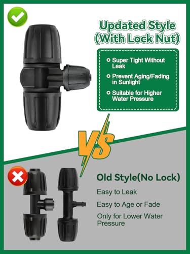 Kalolary 20PCS Locked Barbed Tee Connectors, 5/16" to 1/4" Drip Irrigation Fittings Kit 8/12mm to 4/7mm Tube Lock Female Connector 3-Way Barbed Lock Irrigation Parts for Watering System (Black) - color: Black 5/16" to 1/4" 3-Way