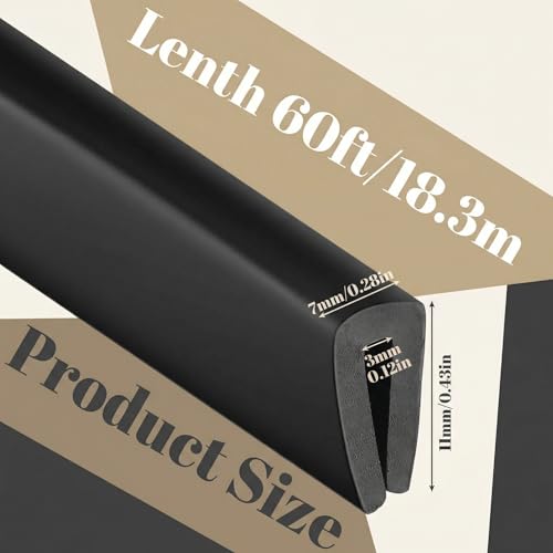 Kingdder Rubber Edge Trim 1/8" U Channel Sheet Metal Edge Protector Door Seal Strip Guard Weather Resistance Fits for Car Doors Steel Plates Glass Hatches Table Corners(60 Feet Long, Black) - size: 1/8" U ，60 Feet Long