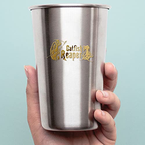Decal Stickers of Catfish Reaper Fishing #2 (Metallic Gold) (Set of 2) Premium Waterproof Vinyl Decal Stickers for Laptop Smartphone Car Dirt Bike Wall Room Mason Jar - BICVER1570832GOW19Y24 - color: Metallic Gold, size: 6.8'' x 3.3''