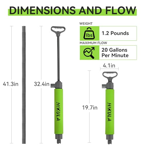 Manual Bilge Pump for Boats Kayak Canoe - Portable Siphon Pump, Kayak Bailer with Reversible Hose, Green, 19.7 Inch - color: Green, size: Large