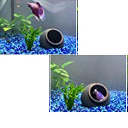 Ceramic Jar Aquarium Decorations Fish Tank Cave Breeding Cones Cave Fish Tank Ornaments for Amano Shrimp Cichlid Bonsai to Play, Hide and Rest - Black