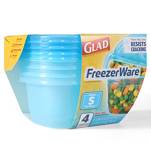 Glad Food Storage Containers - Glad FreezerWare Container - Small - 24 Ounce - 4 Containers - size: 4 Count (Pack of 1)